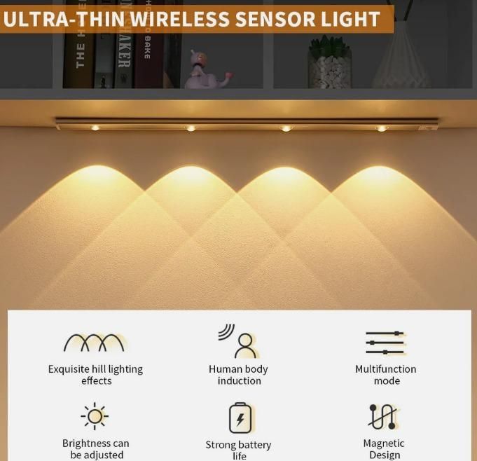 Primestop LED PIR Motion Sensor Cabinet with USB Rechargeble